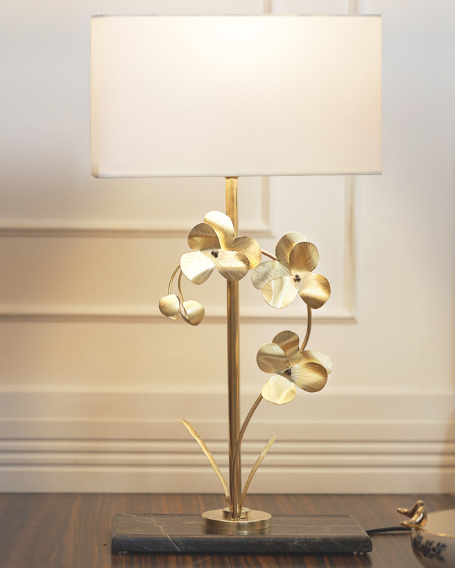 آباژور رومیزی مدرن کنارسالنی مدل گل ارکیده - نمای جلو