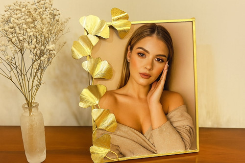 قاب عکس رومیزی فانتزی گالری عزیزی مدل برگ نیلوفری