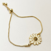 دستبند زنانه ظریف با ترکیب استیل طلایی و گل مینا صدفی