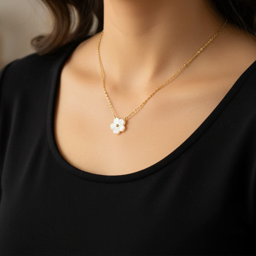 گردنبند زنانه سنگ صدف طبیعی