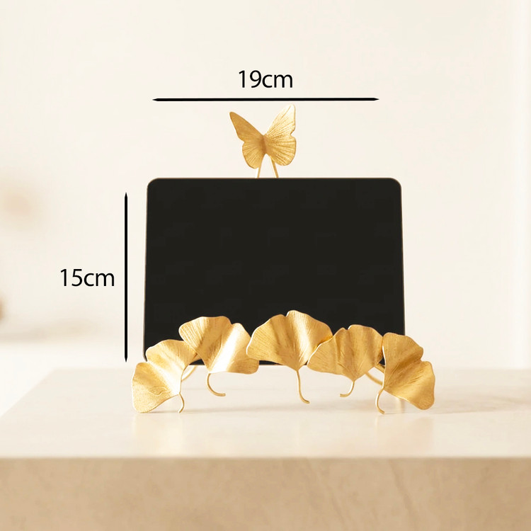 نمای جانبی قاب عکس برنجی برگ نیلوفری - طراحی دستساز