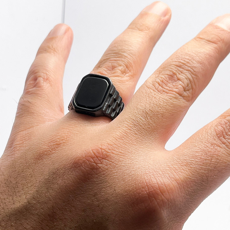 عکس انگشتر مردانه استیل مشکی