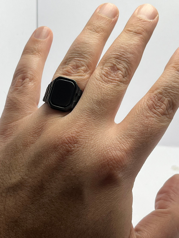 خرید انگشتر استیل مشکی طرح رولکس