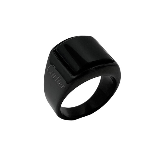 انگشتر استیل مردانه کارتیر طرح مشکی با سنگ اونیکس مشکی | گالری عزیزی