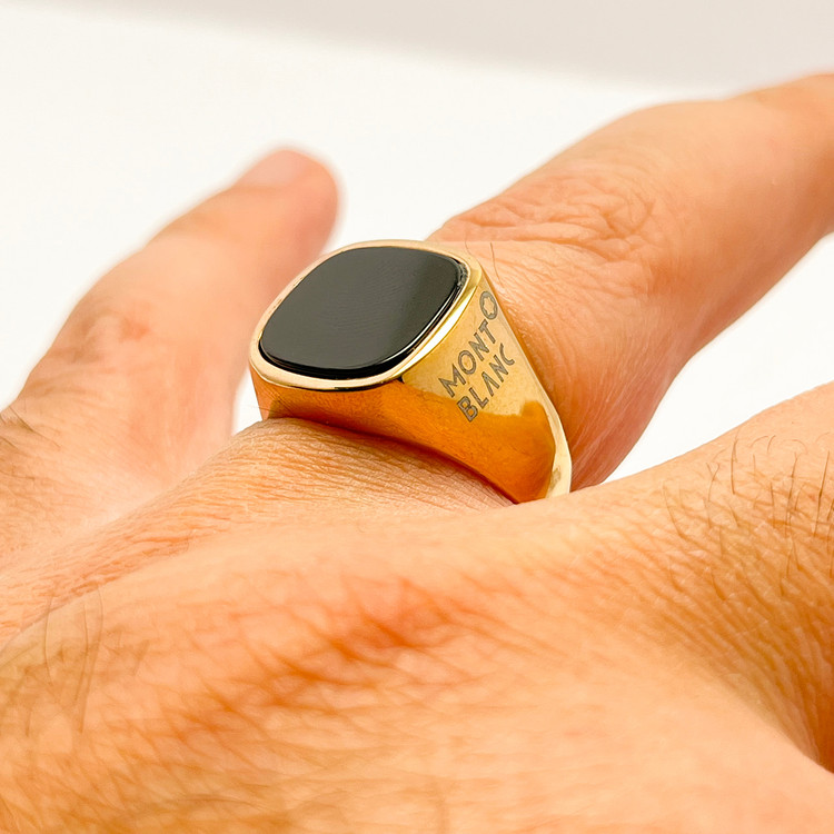 خرید انگشتر استیل مردانه طلایی مون بلان لاکچری