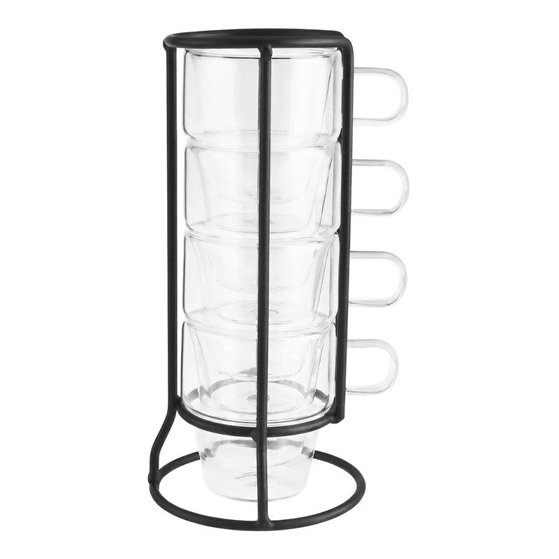 ست فنجان اسپرسوخوری کاراجا مدل ECE مجموعه 4 عددی به همراه استند