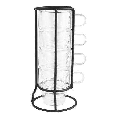 ست فنجان اسپرسوخوری کاراجا مدل ECE مجموعه 4 عددی به همراه استند